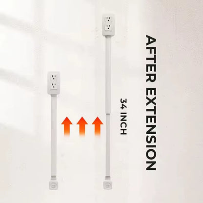 Power Socket Expander 2 Sockets 180° Rotation Stretchable Length Punch-Free Power Strip Electrical Socket Extension Cord