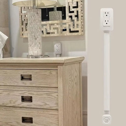 Power Socket Expander 2 Sockets 180° Rotation Stretchable Length Punch-Free Power Strip Electrical Socket Extension Cord